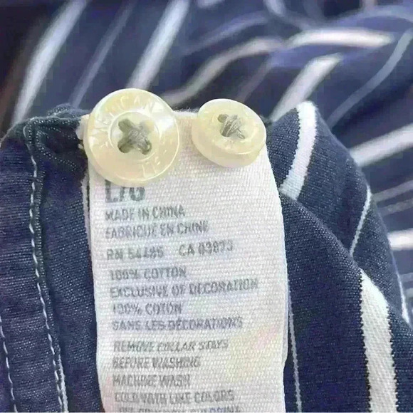 American Eagle Shirt Mens Size Large Vintage Fit Blue Striped Long Sleeve - Picture 9 of 9